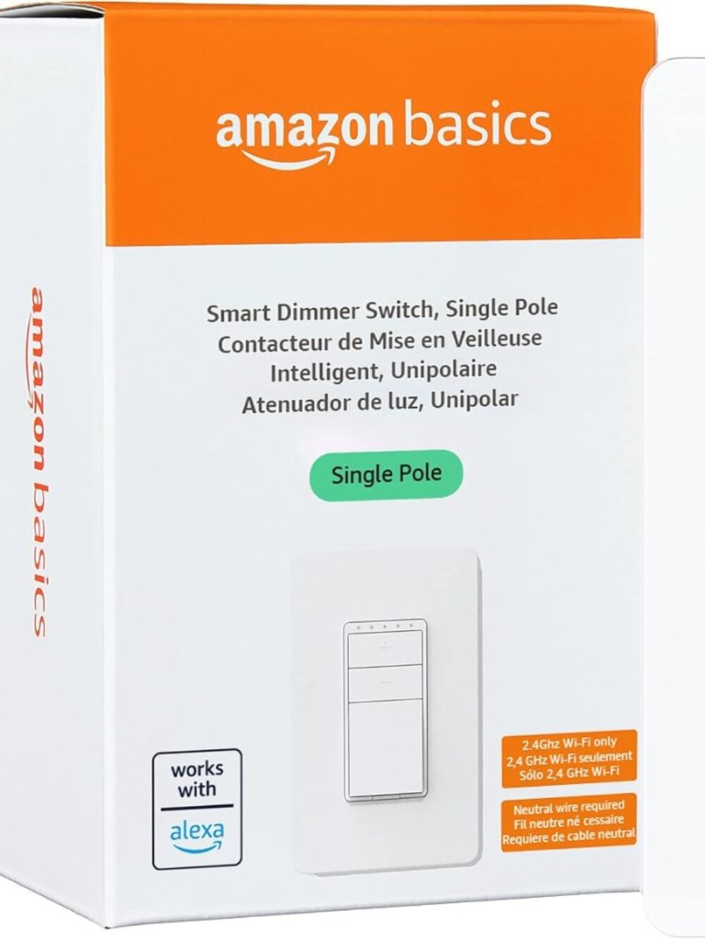 Amazon Basics Smart Dimmer Switch Single Pole Works with Alexa Only Voice